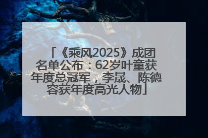《乘风2025》成团名单公布：62岁叶童获年度总冠军，李晟、陈德容获年度高光人物