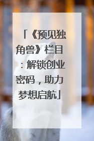 《预见独角兽》栏目：解锁创业密码，助力梦想启航