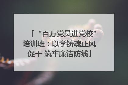 “百万党员进党校”培训班：以学铸魂正风促干 筑牢廉洁防线