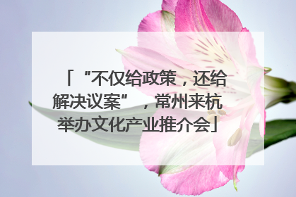 “不仅给政策，还给解决议案”，常州来杭举办文化产业推介会