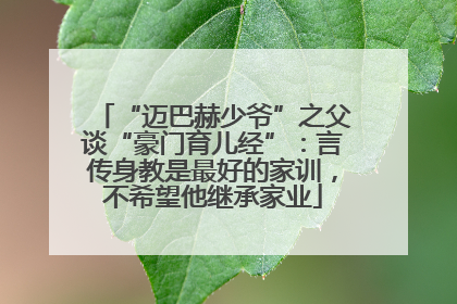 “迈巴赫少爷”之父谈“豪门育儿经”：言传身教是最好的家训，不希望他继承家业