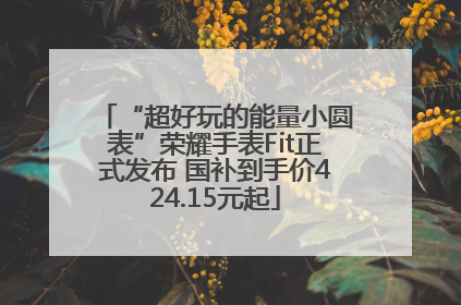 “超好玩的能量小圆表”荣耀手表Fit正式发布 国补到手价424.15元起
