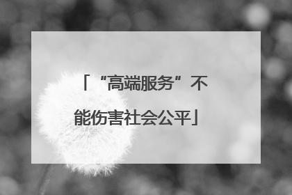 “高端服务”不能伤害社会公平