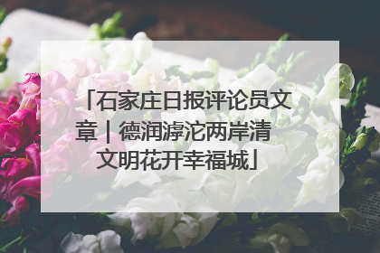 石家庄日报评论员文章｜德润滹沱两岸清 文明花开幸福城