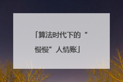算法时代下的“慢慢”人情账