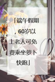 端午假期，60岁以上老人可免费乘坐萝卜快跑