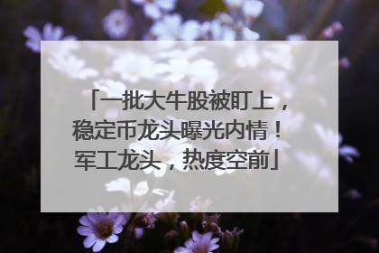 一批大牛股被盯上，稳定币龙头曝光内情！军工龙头，热度空前