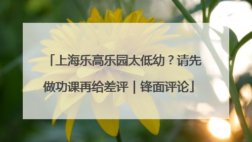 上海乐高乐园太低幼？请先做功课再给差评｜锋面评论