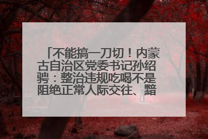 不能搞一刀切！内蒙古自治区党委书记孙绍骋：整治违规吃喝不是阻绝正常人际交往、黯淡人间烟火