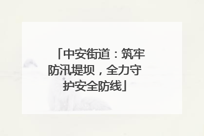 中安街道：筑牢防汛堤坝，全力守护安全防线