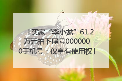 买家“李小龙”61.2万元拍下尾号0000000手机号：仅享有使用权