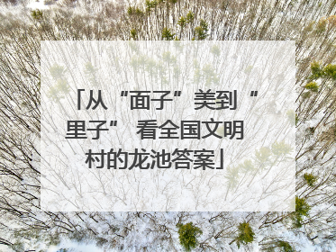 从“面子”美到“里子” 看全国文明村的龙池答案