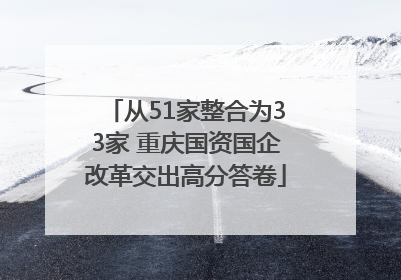 从51家整合为33家 重庆国资国企改革交出高分答卷