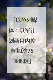 以色列媒体：以军计划两月内控制加沙75%地区