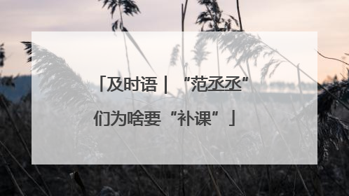 及时语｜“范丞丞”们为啥要“补课”
