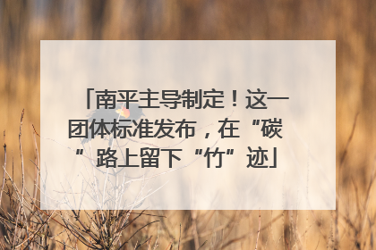 南平主导制定！这一团体标准发布，在“碳”路上留下“竹”迹