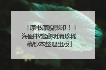 原书原貌影印！上海图书馆藏明清珍稀稿钞本整理出版