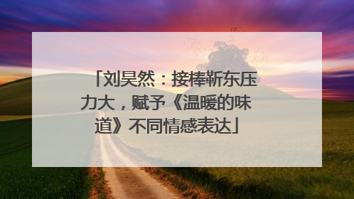 刘昊然：接棒靳东压力大，赋予《温暖的味道》不同情感表达