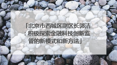 北京市西城区副区长郭洁：积极探索金融科技创新监管的新模式和新方法