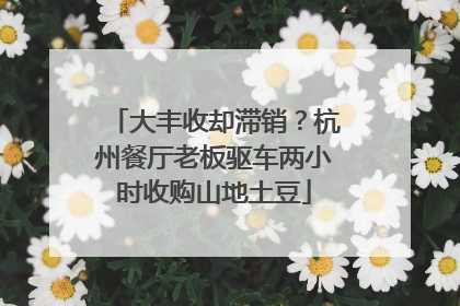 大丰收却滞销？杭州餐厅老板驱车两小时收购山地土豆