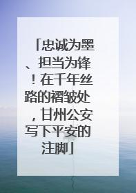 忠诚为墨、担当为锋！在千年丝路的褶皱处，甘州公安写下平安的注脚