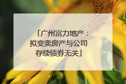 广州富力地产：拟变卖房产与公司存续债券无关