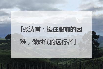 张涛甫：挺住眼前的困难，做时代的远行者
