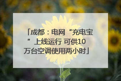 成都：电网“充电宝”上线运行 可供10万台空调使用两小时
