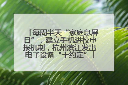 每周半天“家庭息屏日”，建立手机进校申报机制，杭州滨江发出电子设备“十约定”