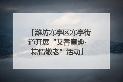 潍坊寒亭区寒亭街道开展“艾香童趣·粽情敬老”活动