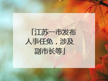 江苏一市发布人事任免，涉及副市长等