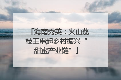 海南秀英：火山荔枝王串起乡村振兴“甜蜜产业链”