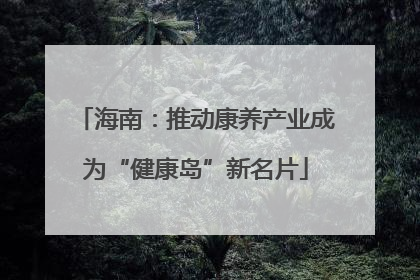 海南：推动康养产业成为“健康岛”新名片