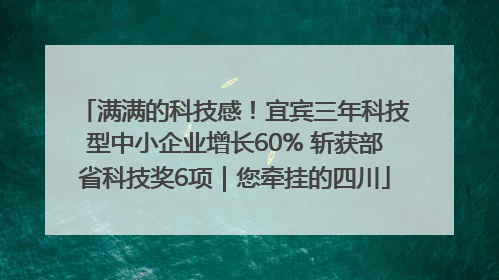 满满的科技感！宜宾三年科技型中小企业增长60% 斩获部省科技奖6项｜您牵挂的四川