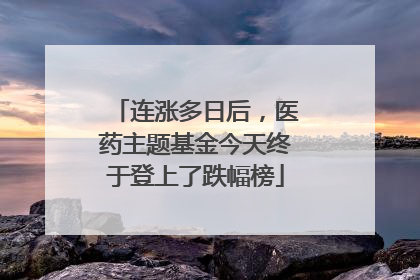 连涨多日后，医药主题基金今天终于登上了跌幅榜