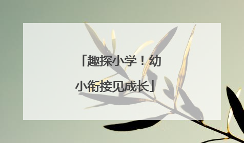 趣探小学！幼小衔接见成长