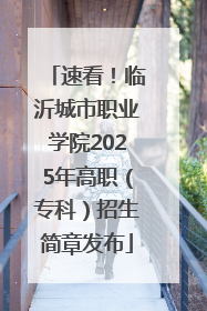 速看！临沂城市职业学院2025年高职（专科）招生简章发布