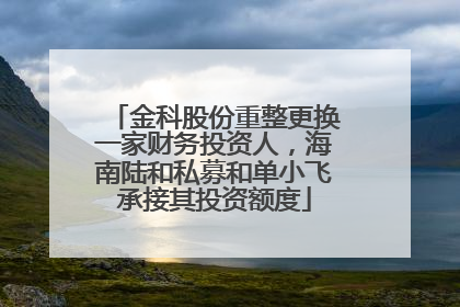 金科股份重整更换一家财务投资人，海南陆和私募和单小飞承接其投资额度