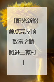 阳光新能源点亮屋顶 致富之路照进三家村