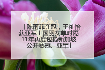 陈雨菲夺冠，王祉怡获亚军！国羽女单时隔11年再度包揽新加坡公开赛冠、亚军