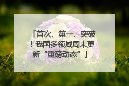 首次、第一、突破！我国多领域周末更新“重磅动态”
