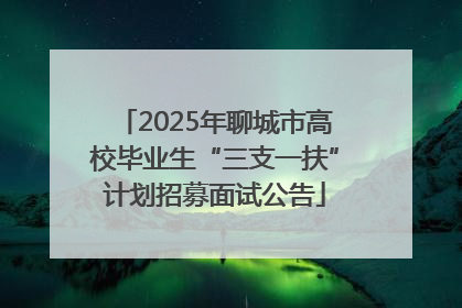 2025年聊城市高校毕业生“三支一扶”计划招募面试公告